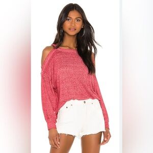 FREE PEOPLE WE THE FREE CHILL  OUT LONG SLEEVE TEE IN RED SIZE SMALL